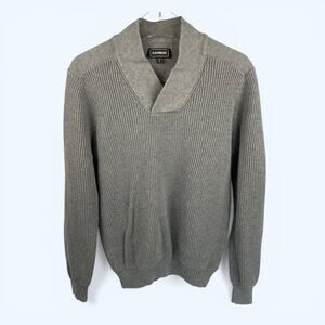 Express Men's Gray Shawl Collar Pullover Sweater Size Medium